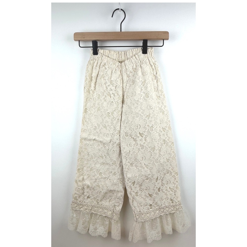 Persnickety Lace Ruffle Pants Girls Size 10 Elastic Waist Cream‎ Cottagecore